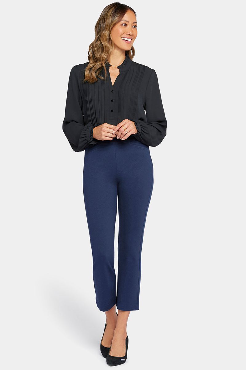 Navy Women's NYDJ Pull-On Straight Crop Pants | NZ 635UCEHXM