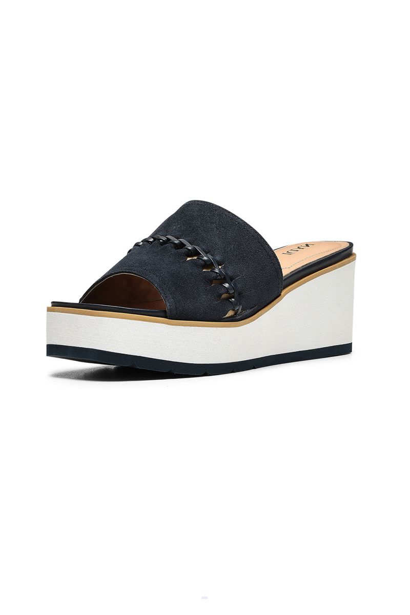 Navy Women's NYDJ Rory Wedge Sandals | NZ 482YXUHZK