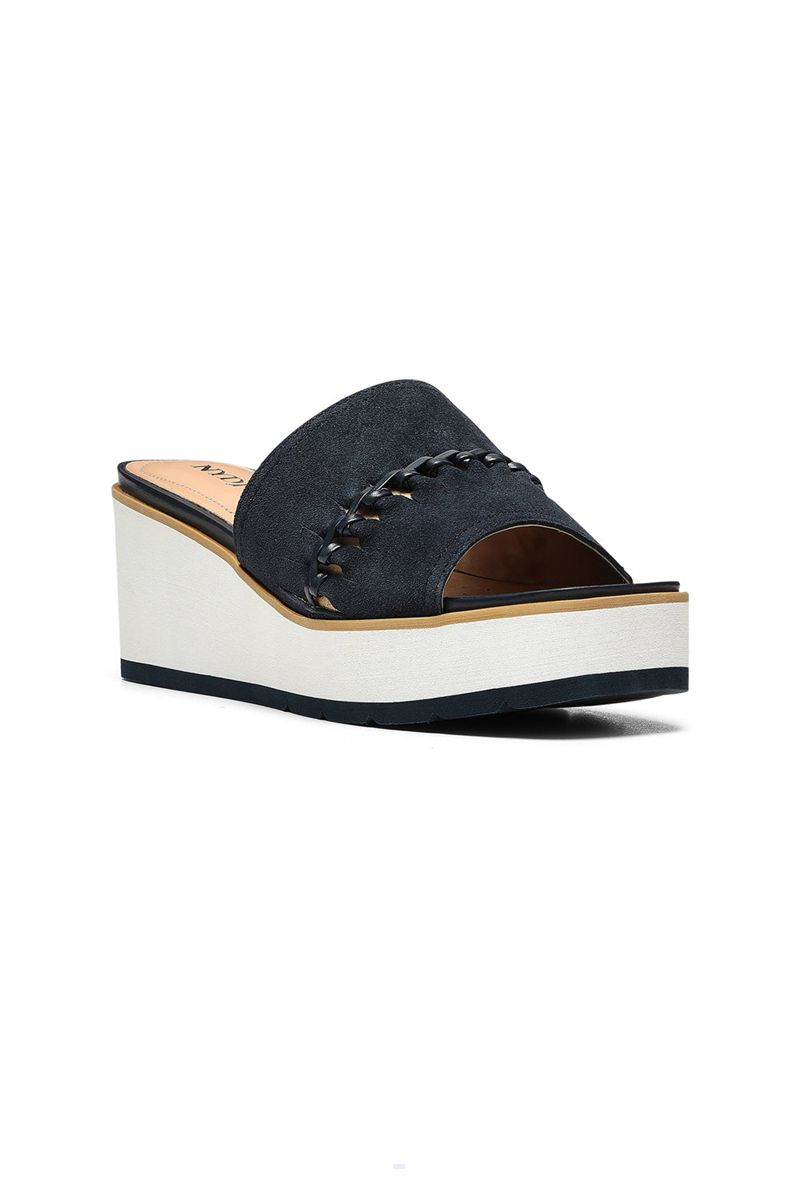 Navy Women\'s NYDJ Rory Wedge Sandals | NZ 482YXUHZK