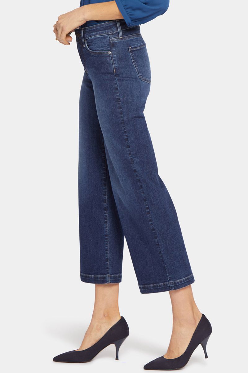 Navy Women's NYDJ Teresa Wide Leg Ankle Jeans | NZ 042DYMVRT