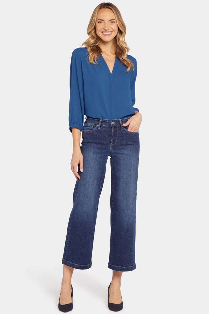 Navy Women's NYDJ Teresa Wide Leg Ankle Jeans | NZ 042DYMVRT