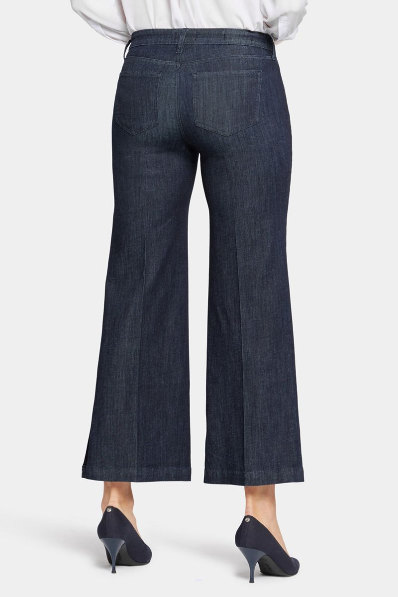 Navy Women's NYDJ Teresa Wide Leg Ankle Jeans | NZ 543IAZMQC