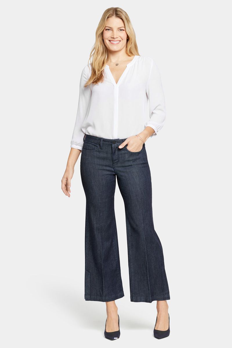 Navy Women's NYDJ Teresa Wide Leg Ankle Jeans | NZ 543IAZMQC