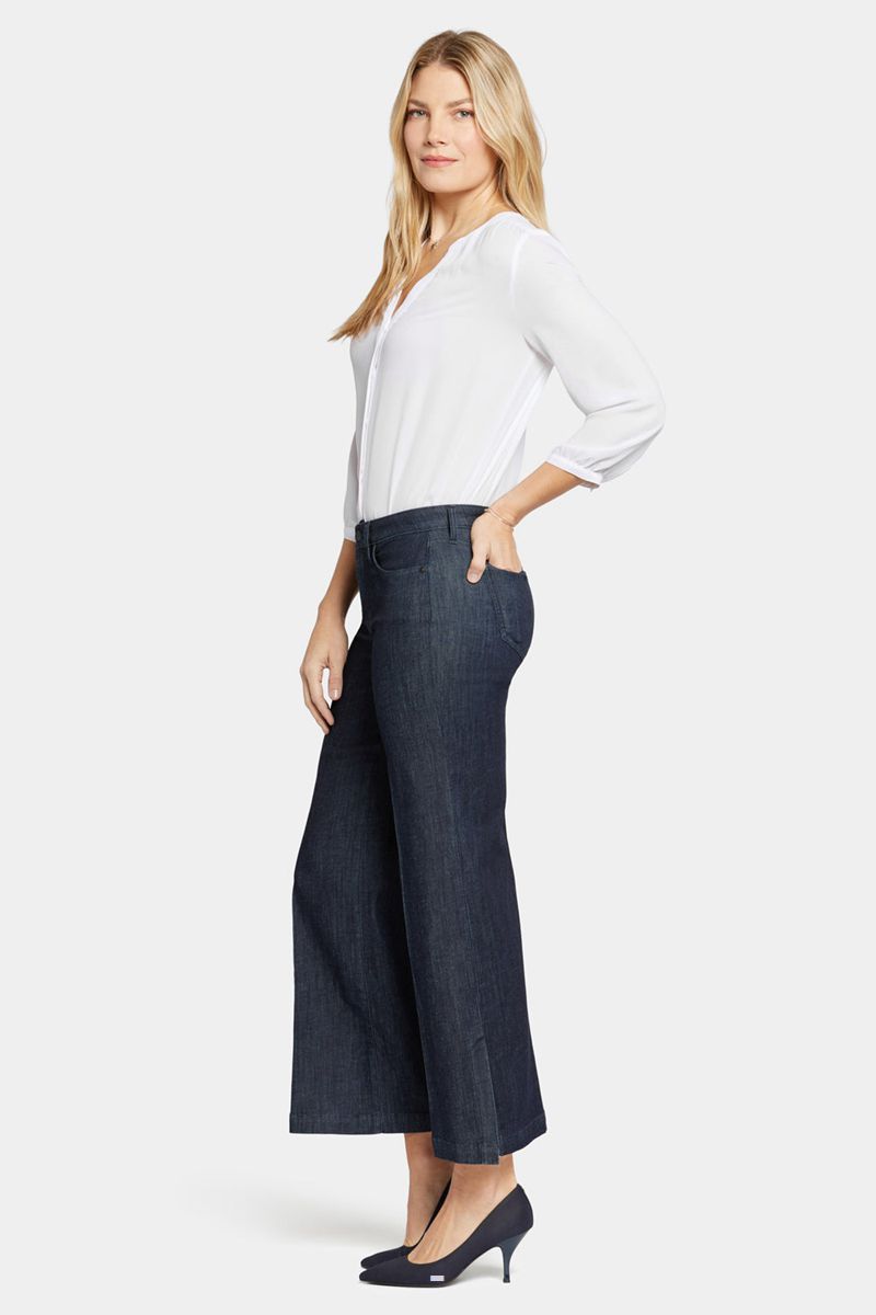 Navy Women's NYDJ Teresa Wide Leg Ankle Jeans | NZ 543IAZMQC