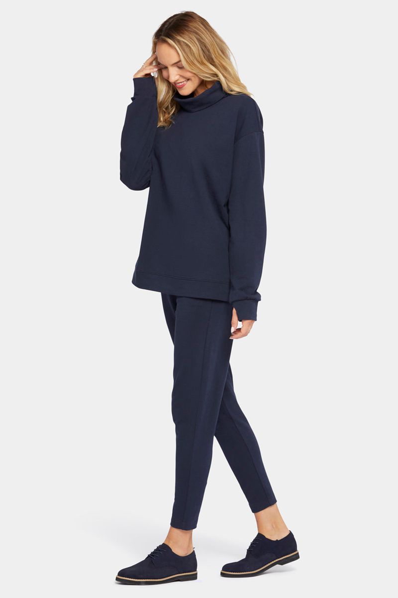 Navy Women's NYDJ Turtleneck With Thumbholes Sweatshirts | NZ 264OKPSUL