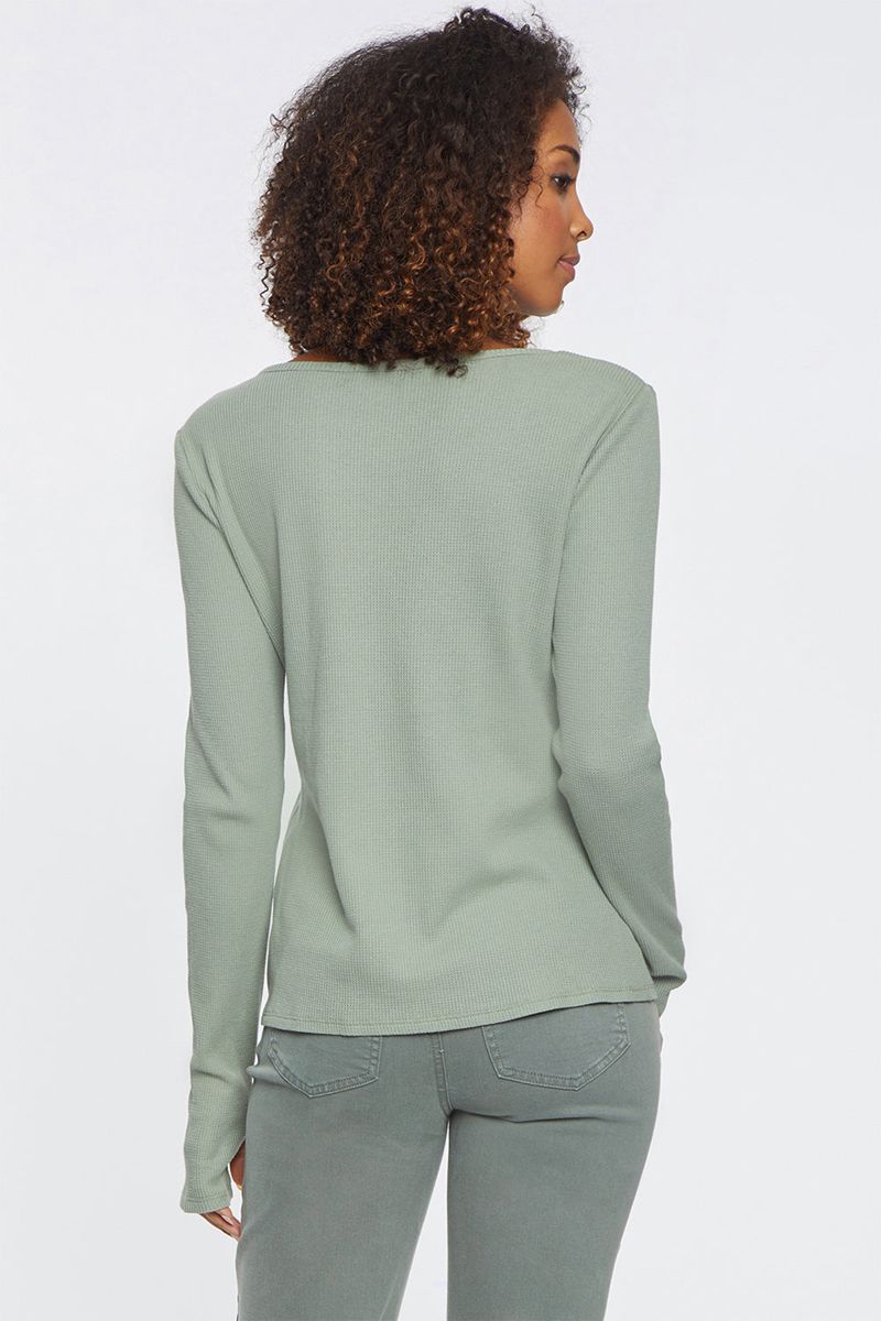 Olive Women's NYDJ Long Sleeved Henley Shirts | NZ 392CBAYJE