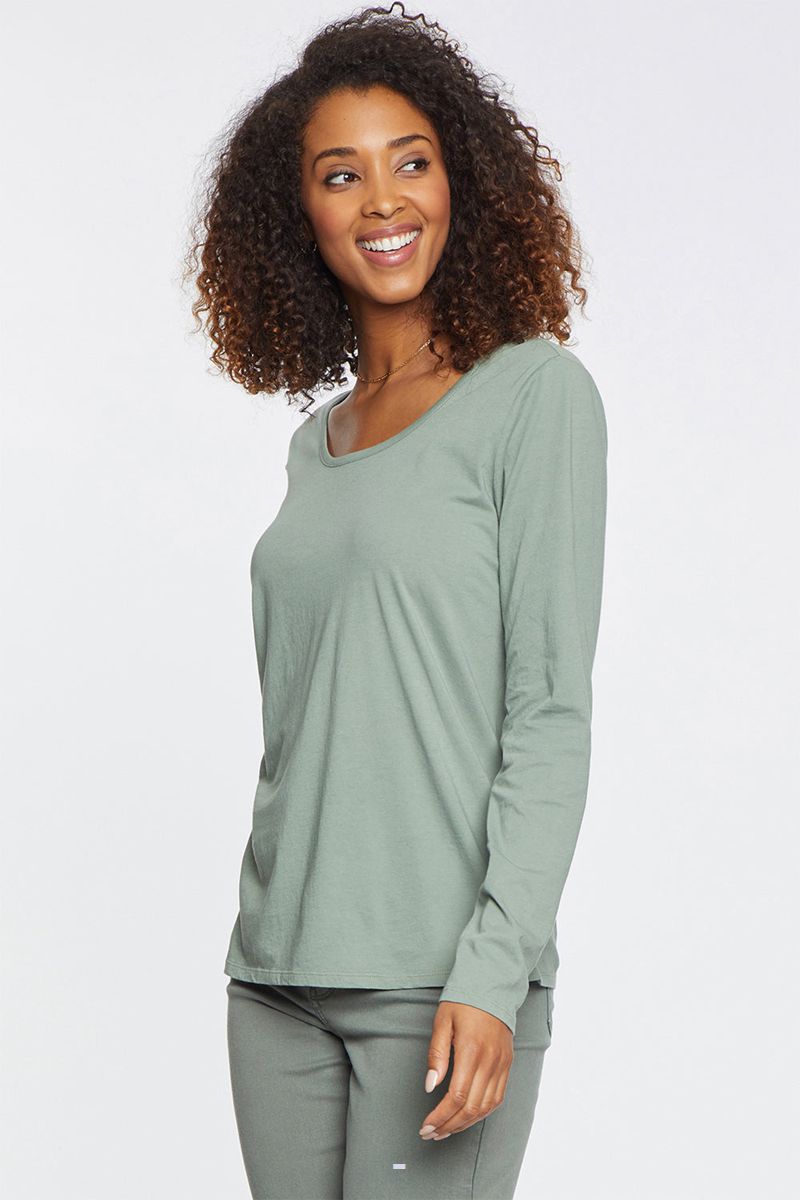 Olive Women's NYDJ Long Sleeved Scoopneck T-Shirts | NZ 061TWHYFM