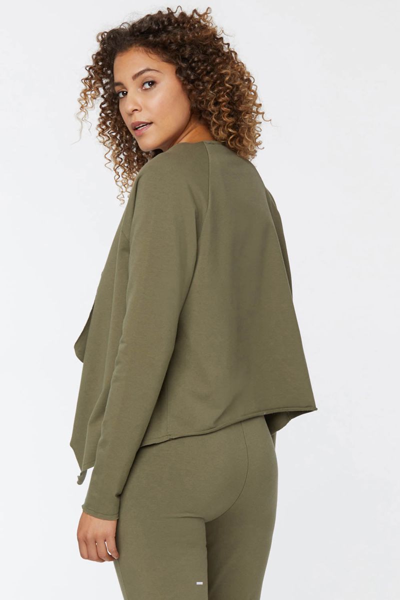 Olive Women's NYDJ Open Front Sweatshirt Jackets | NZ 573ZTICVU