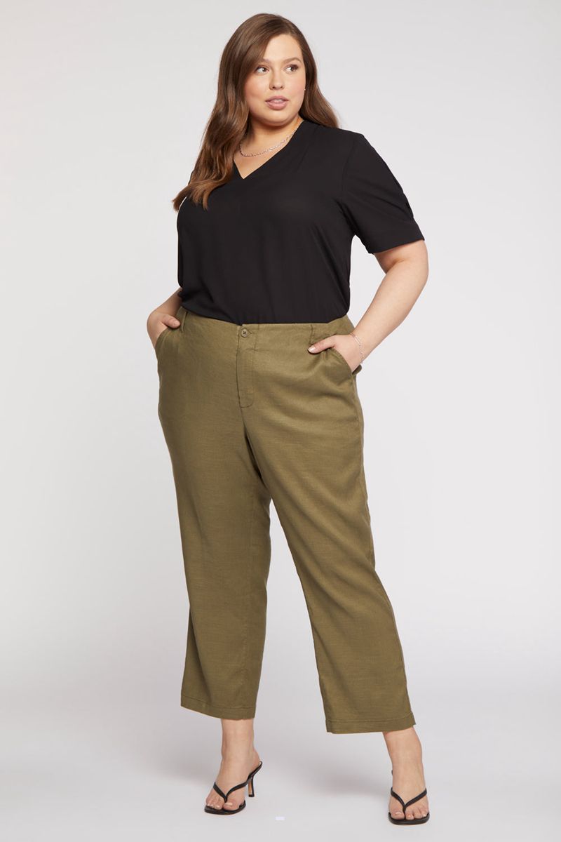 Olive Women's NYDJ Plus Marilyn Straight Ankle Pants | NZ 842HSPJIL