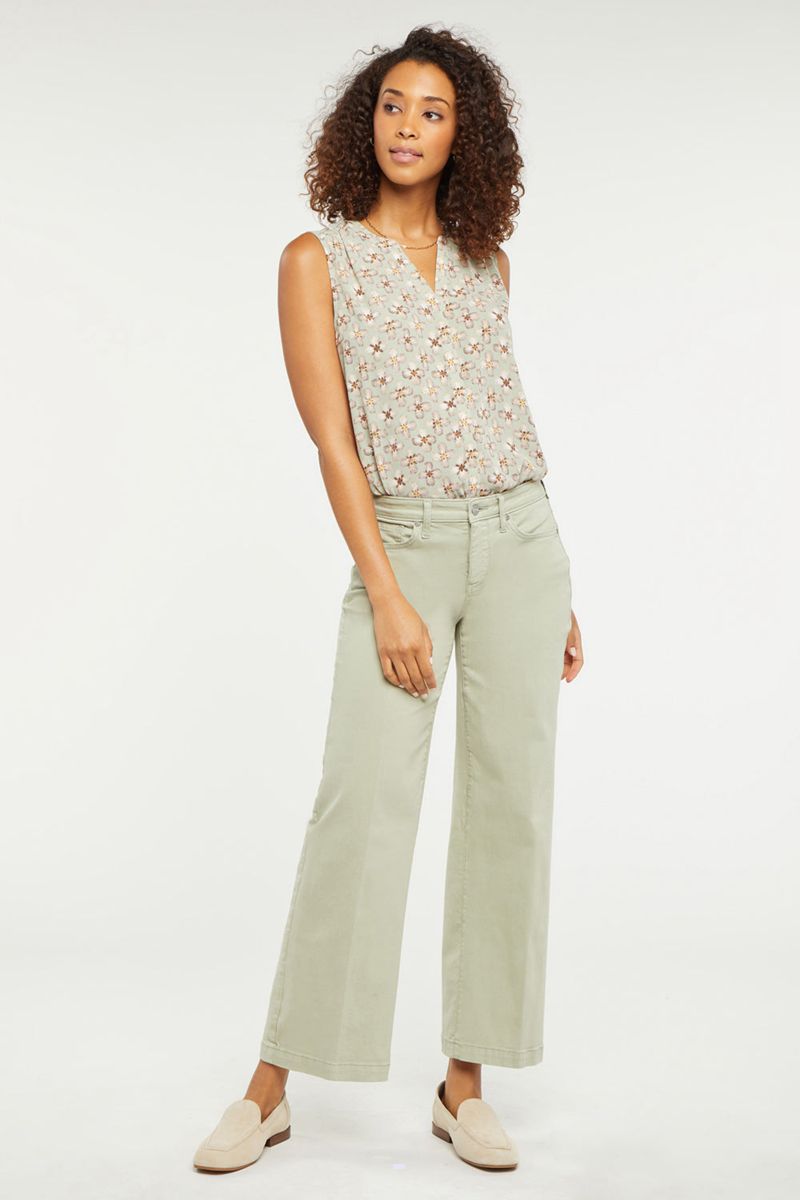 Olive Women's NYDJ Teresa Wide Leg Ankle Jeans | NZ 608RKPJTQ