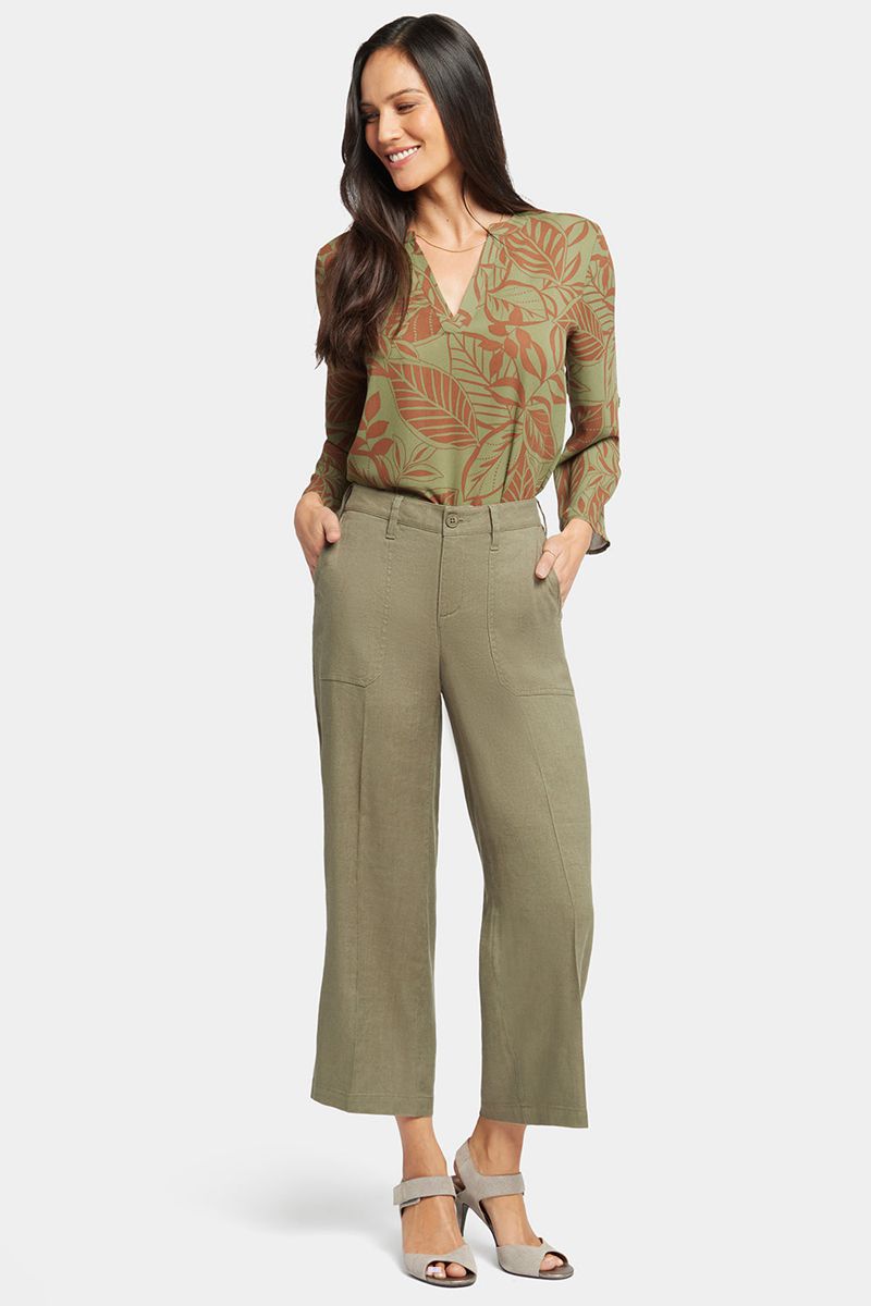 Olive Women\'s NYDJ Wide Leg Cargo Capri Pants | NZ 285WHJMQE