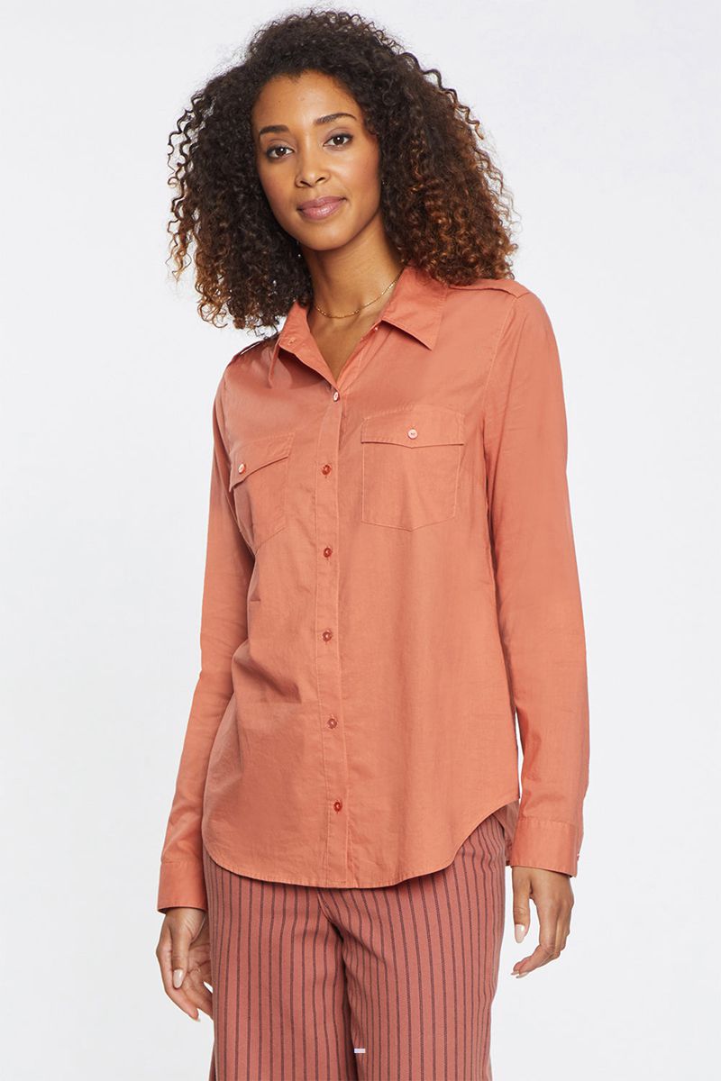 Orange Women's NYDJ Camila Shirts | NZ 358VQZSBG