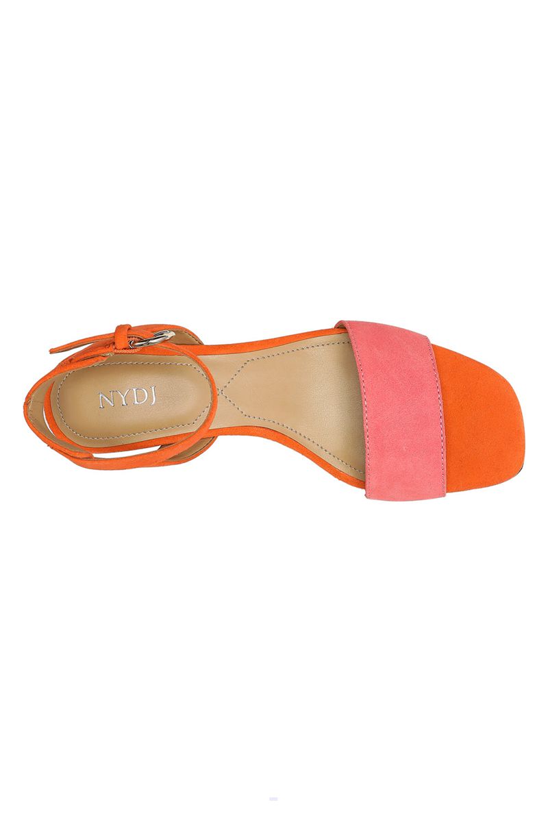 Orange Women's NYDJ Georgia Block Heel Sandals | NZ 423QWONXY