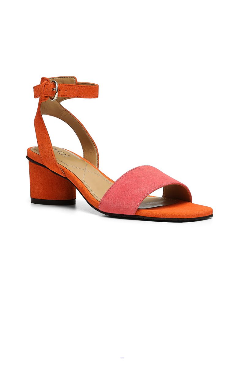 Orange Women\'s NYDJ Georgia Block Heel Sandals | NZ 423QWONXY