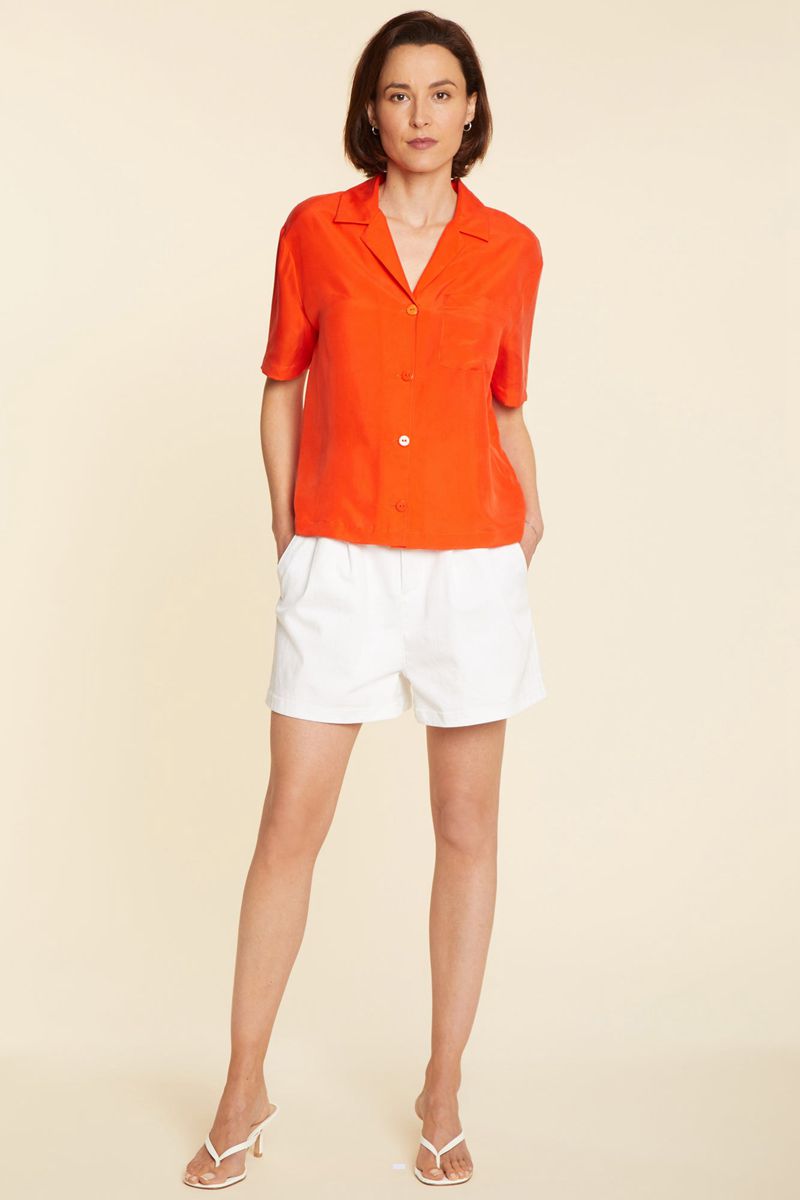 Orange Women's NYDJ Lillian Silk Shirts | NZ 178BZKQVT