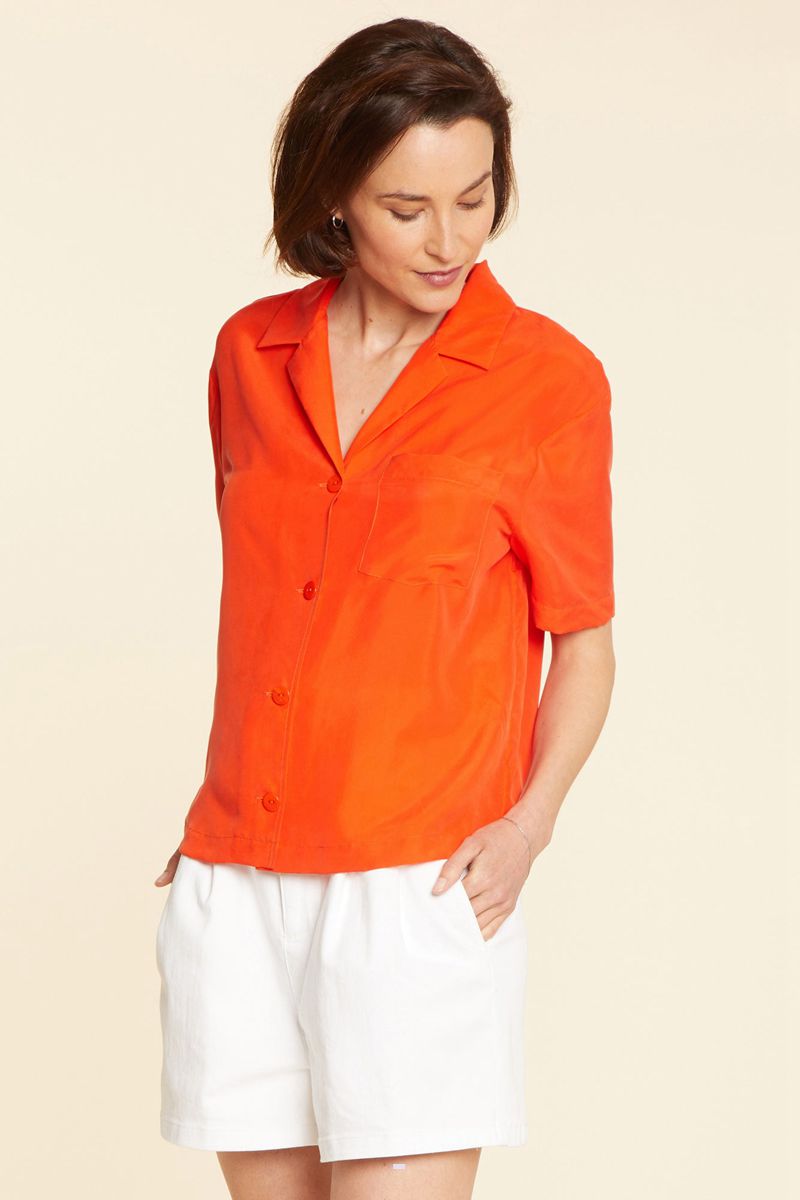 Orange Women's NYDJ Lillian Silk Shirts | NZ 178BZKQVT