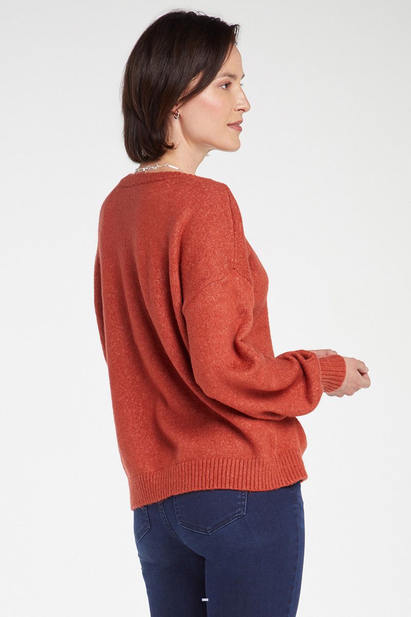 Orange Women's NYDJ V-Neck Sweaters | NZ 012EXTNMU