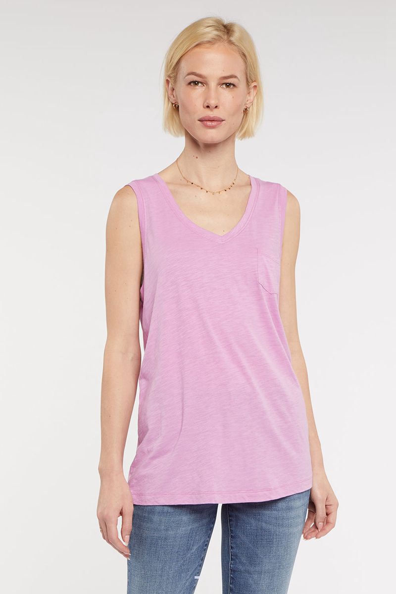 Pink Women's NYDJ Beaches V-Neck Pocket Tanks | NZ 038MOBGYE