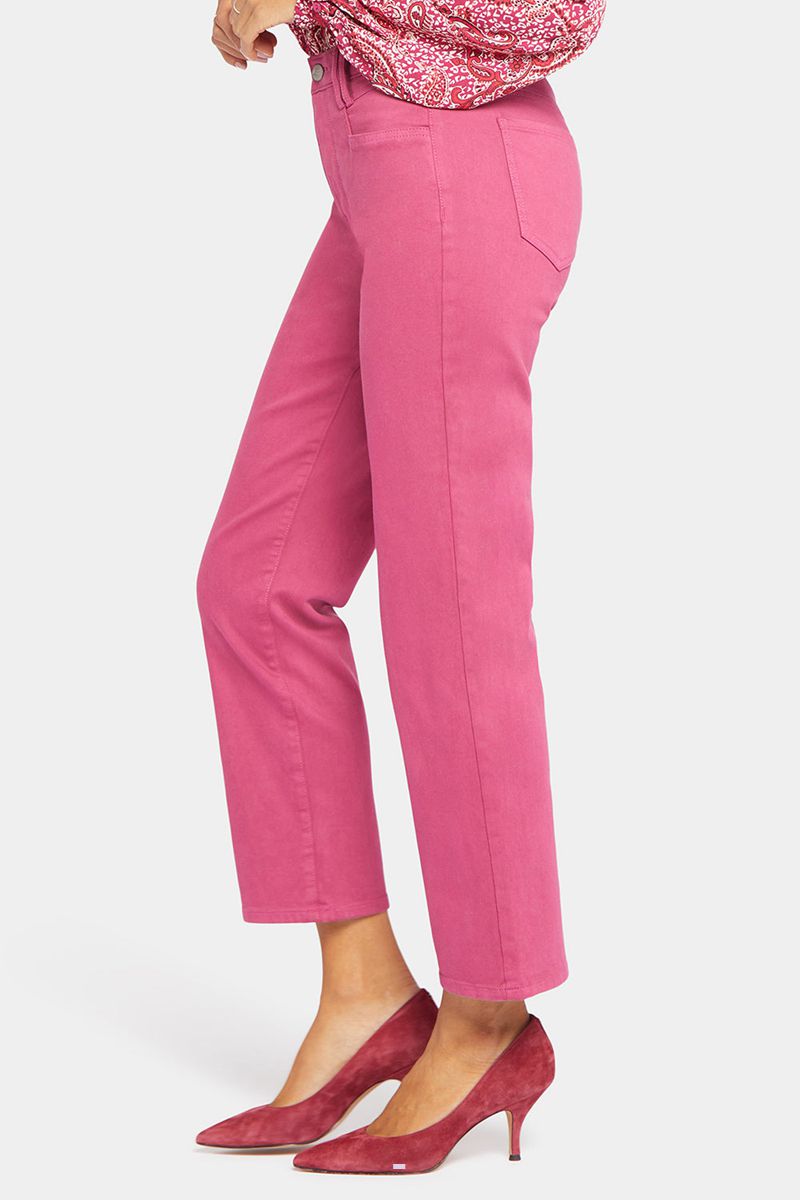 Pink Women's NYDJ Petite Relaxed Straight Ankle Jeans | NZ 804WBYDRQ