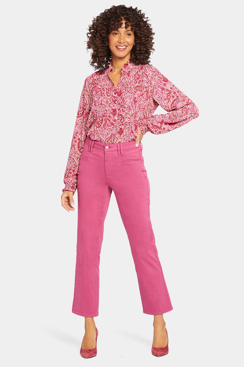 Pink Women's NYDJ Petite Relaxed Straight Ankle Jeans | NZ 804WBYDRQ