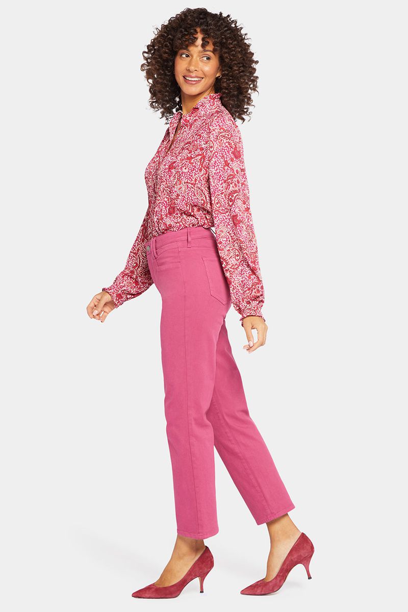 Pink Women's NYDJ Petite Relaxed Straight Ankle Jeans | NZ 804WBYDRQ