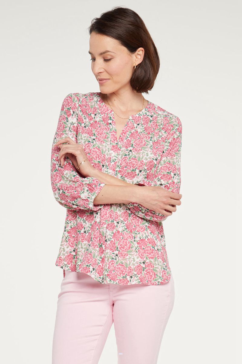 Pink Women's NYDJ Pintuck Blouse | NZ 041BUFNAY