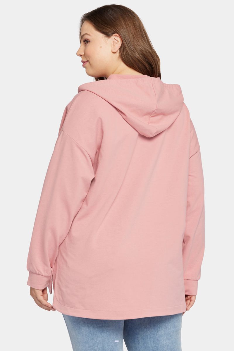 Pink Women's NYDJ Plus Lace Trimmed Pullover Hoodie | NZ 061NSVPLK