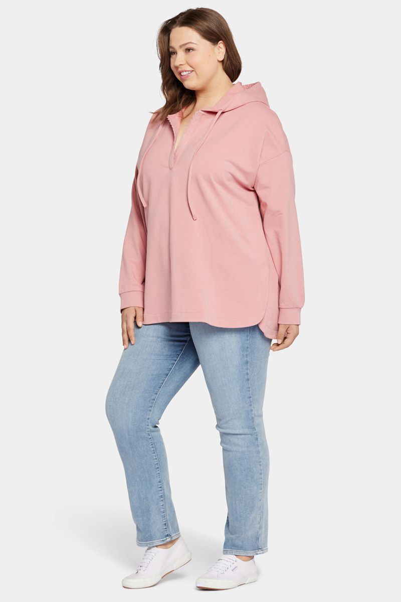 Pink Women's NYDJ Plus Lace Trimmed Pullover Hoodie | NZ 061NSVPLK