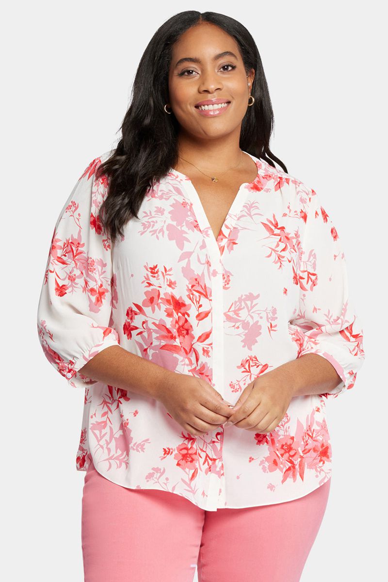 Pink Women's NYDJ Plus Pintuck Blouse | NZ 246OVBTNJ