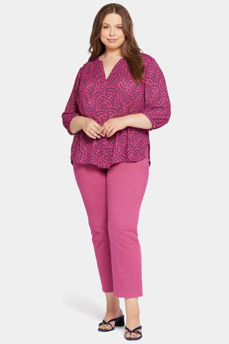 Pink Women's NYDJ Plus Pintuck Blouse | NZ 830LTUAOW