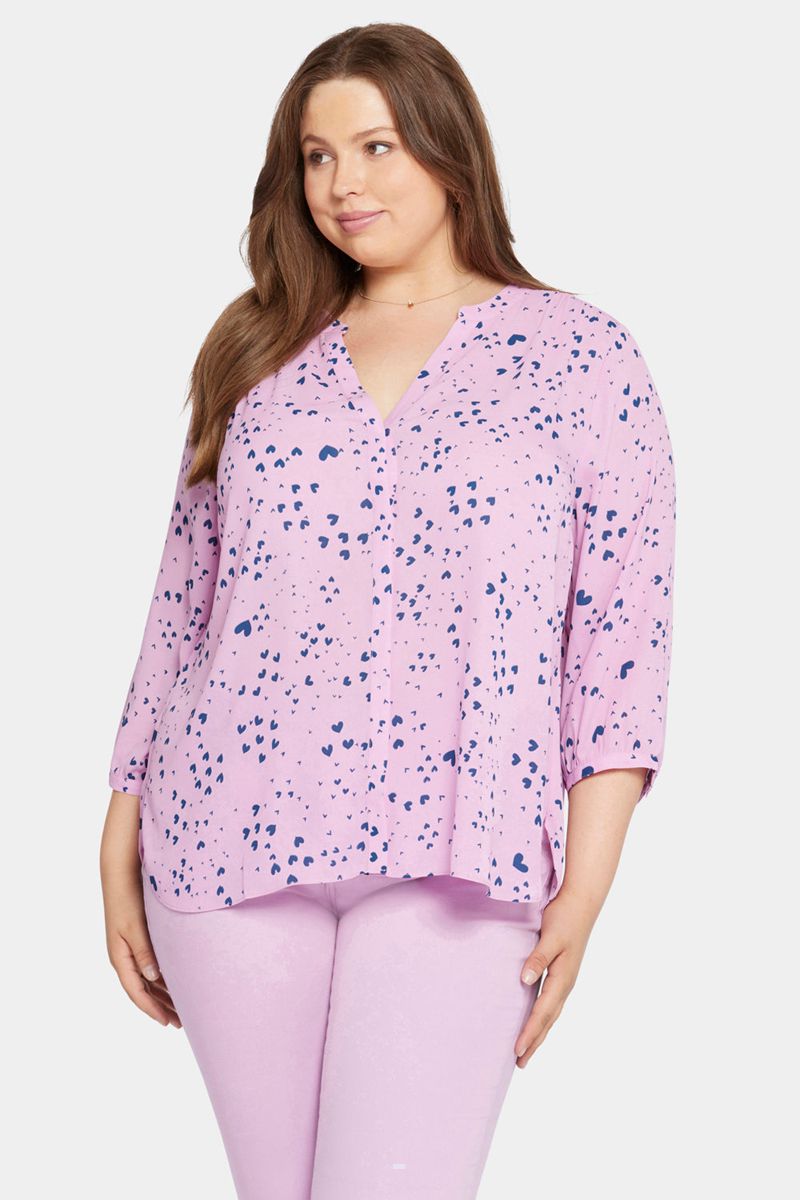 Pink Women's NYDJ Plus Pintuck Blouse | NZ 937YIREFK