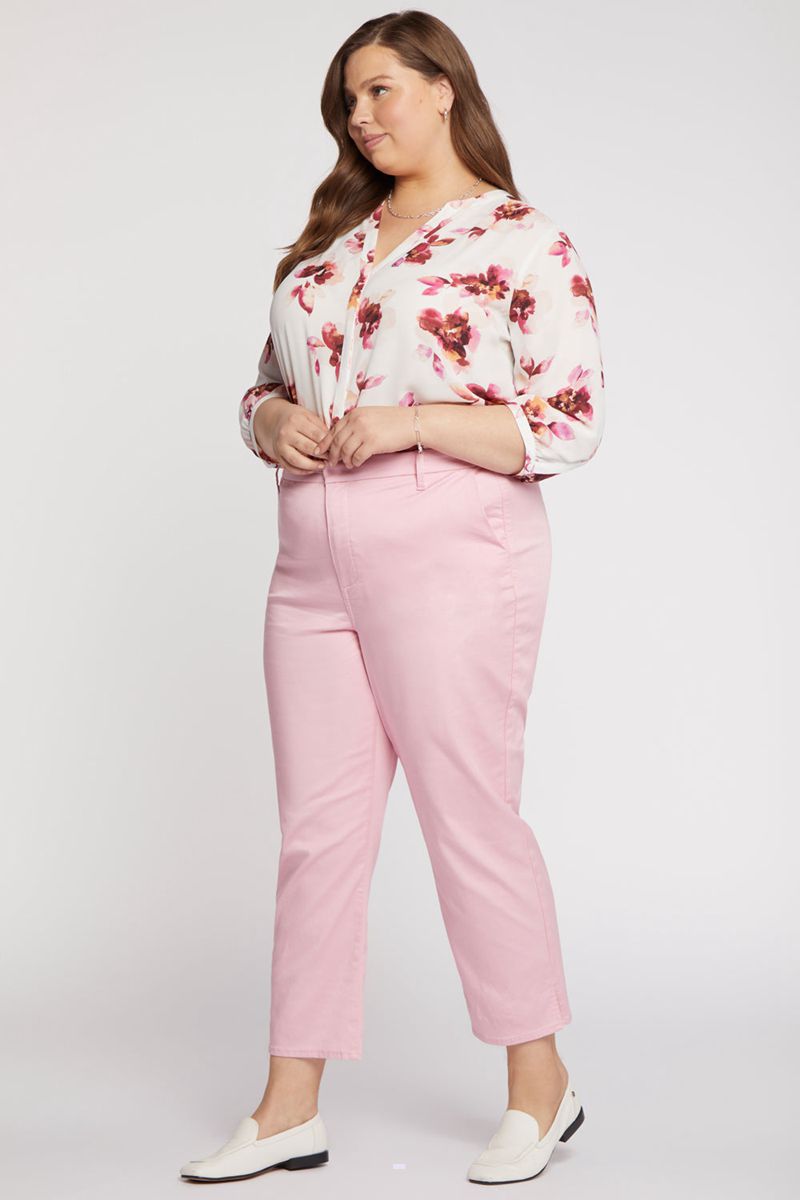 Pink Women's NYDJ Plus Relaxed Ankle Trouser Pants | NZ 794JTFVAQ