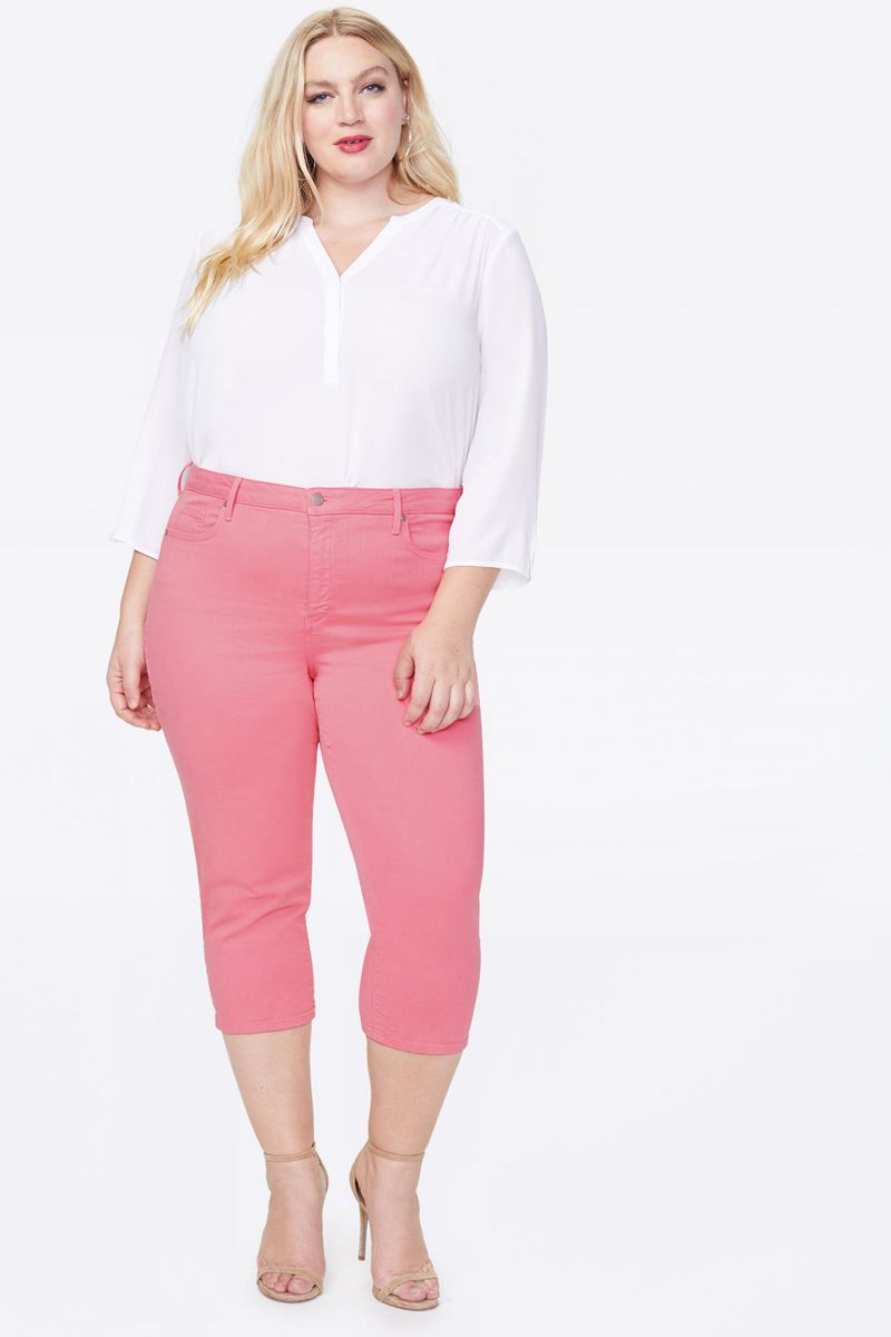 Pink Women's NYDJ Plus Slim Straight Crop Jeans | NZ 721LAZOMN