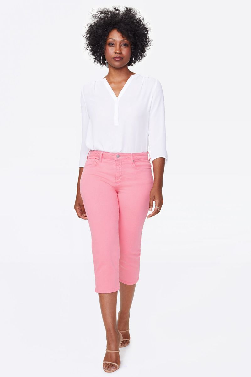 Pink Women's NYDJ Plus Slim Straight Crop Jeans | NZ 721LAZOMN