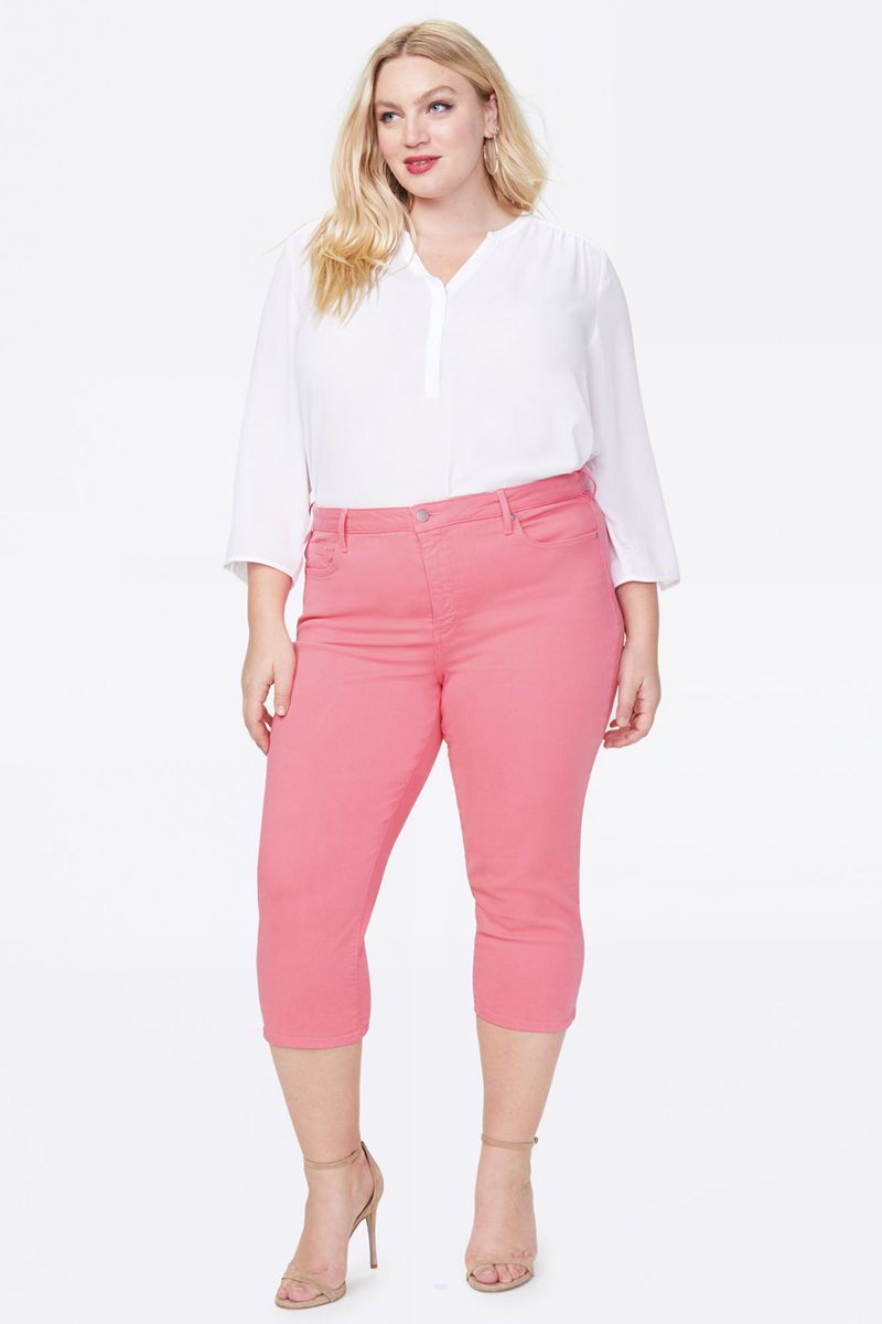 Pink Women's NYDJ Plus Slim Straight Crop Jeans | NZ 721LAZOMN