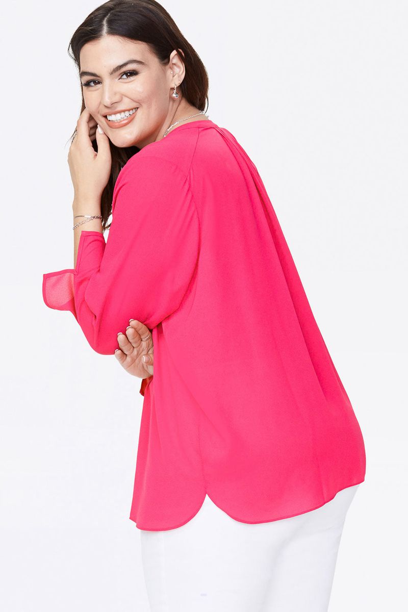 Pink Women's NYDJ Plus The Perfect Blouse | NZ 436LNQHVI