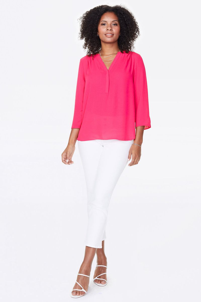 Pink Women's NYDJ Plus The Perfect Blouse | NZ 436LNQHVI