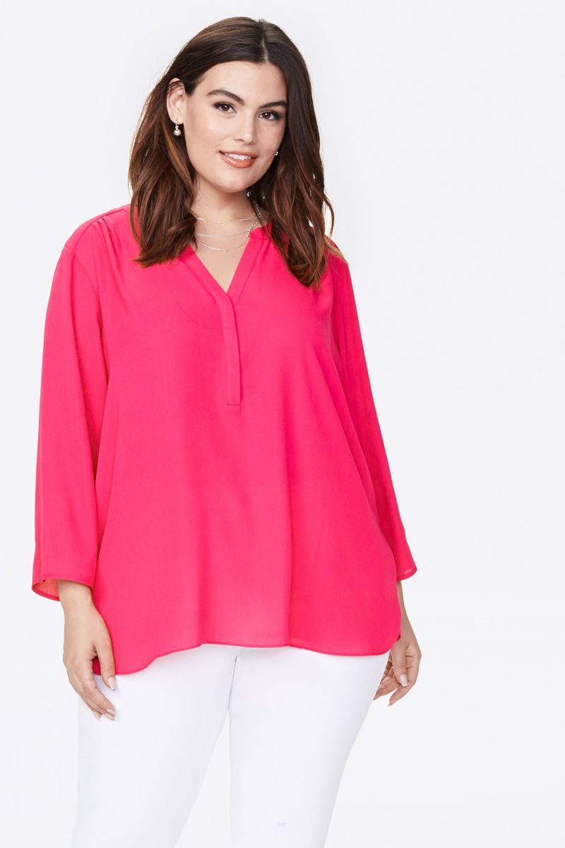 Pink Women's NYDJ Plus The Perfect Blouse | NZ 436LNQHVI