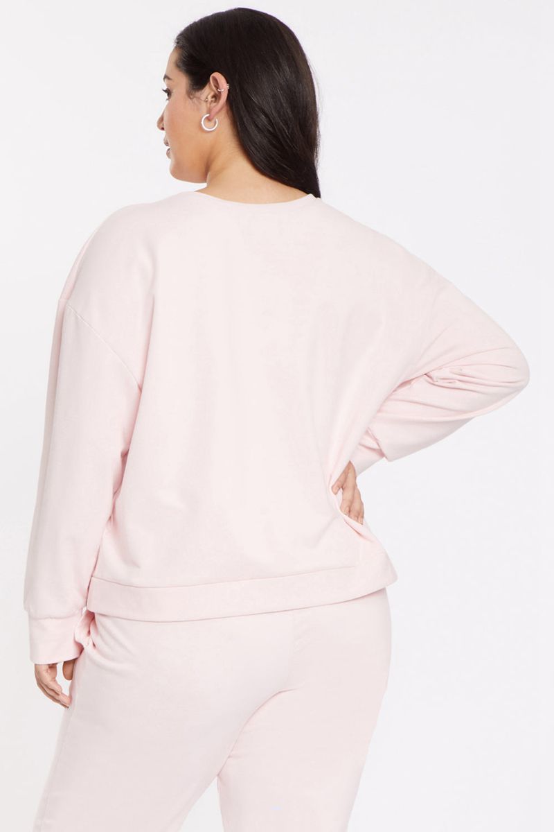 Pink Women's NYDJ Plus Tie Front Sweatshirts | NZ 397LQEXGK