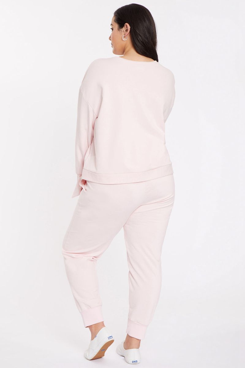 Pink Women's NYDJ Plus Tie Front Sweatshirts | NZ 397LQEXGK