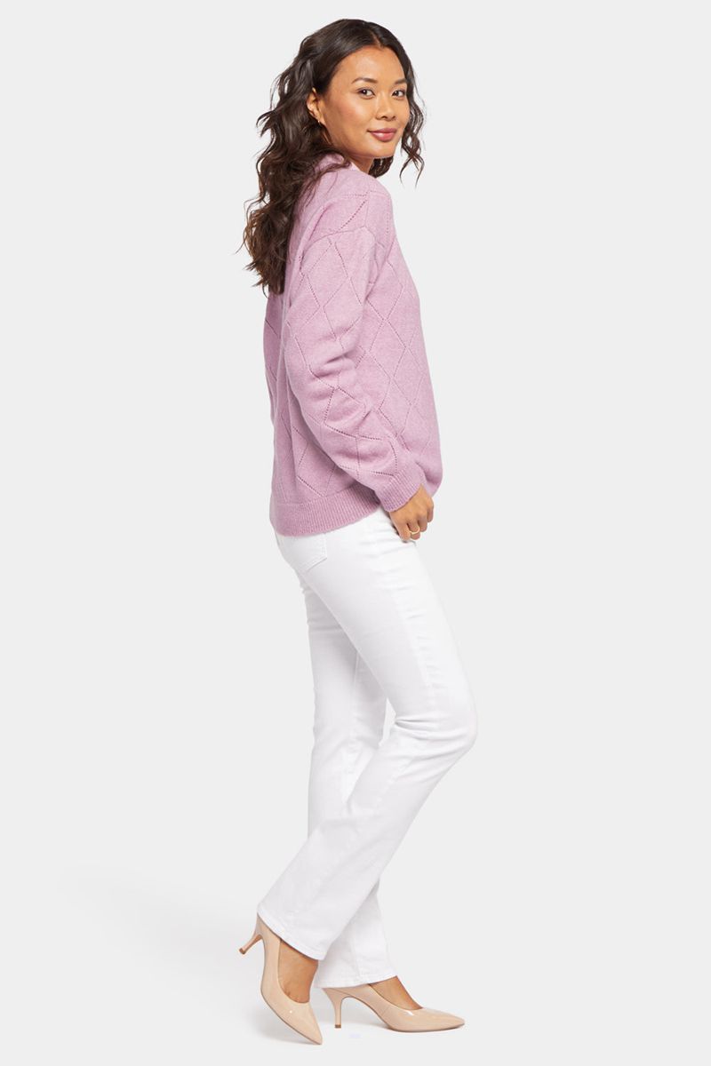 Pink Women's NYDJ Pointelle Argyle Cardigan | NZ 905HKOFZA