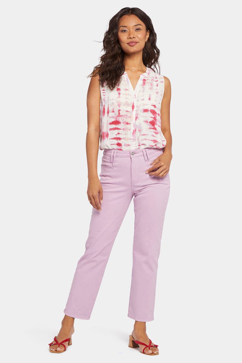 Pink Women's NYDJ Relaxed Straight Ankle Jeans | NZ 925GLANSF