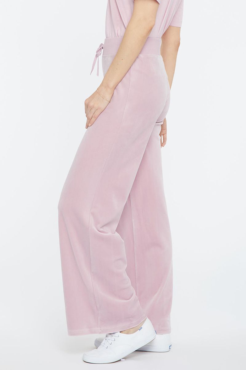 Pink Women's NYDJ Velour Drawstring Wide Leg Pants | NZ 057VJFZCN