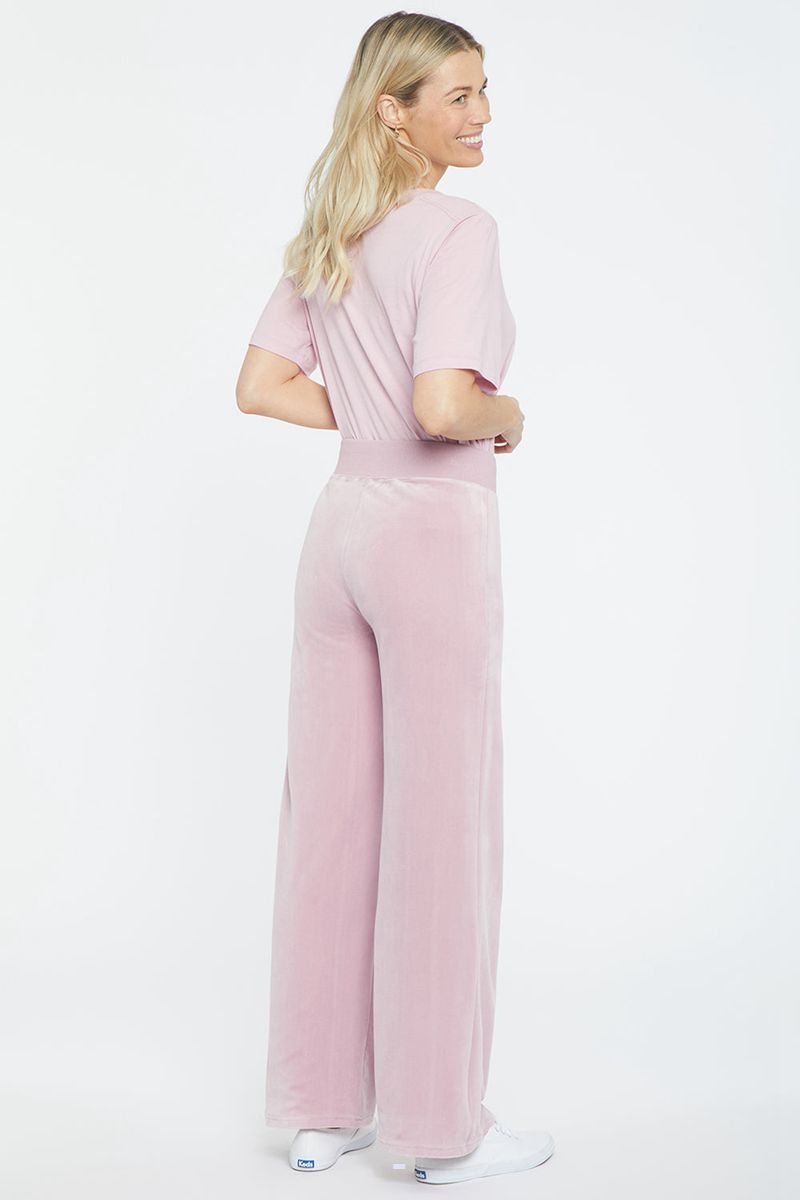 Pink Women's NYDJ Velour Drawstring Wide Leg Pants | NZ 057VJFZCN