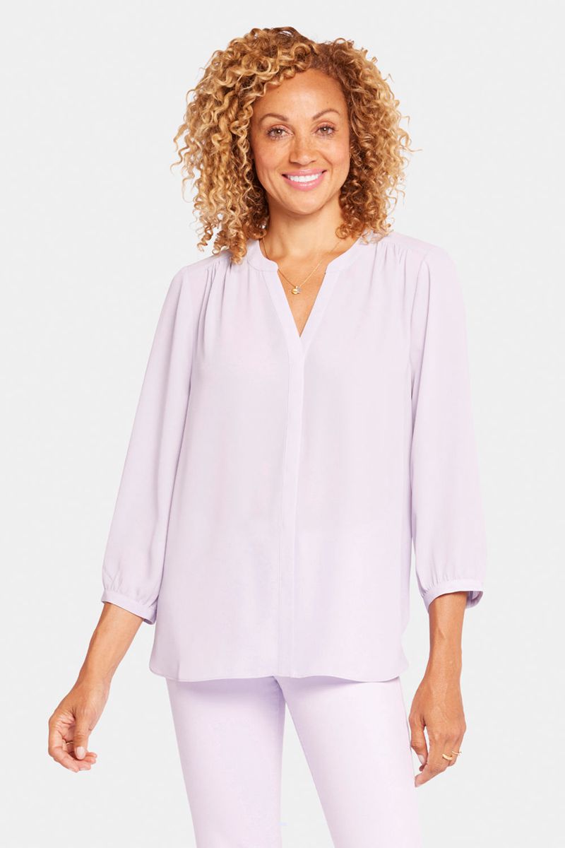 Purple Women's NYDJ Pintuck Blouse | NZ 802QBXMAD