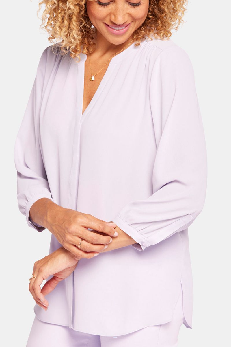 Purple Women's NYDJ Pintuck Blouse | NZ 802QBXMAD