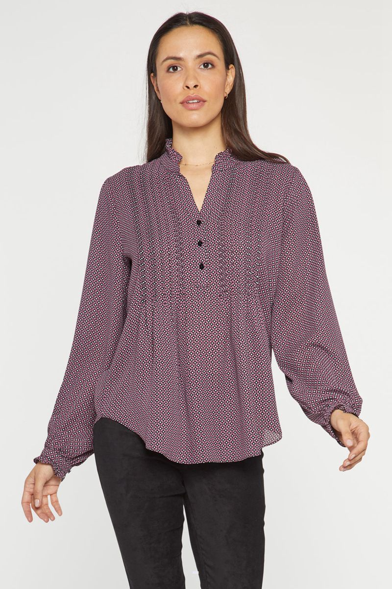 Purple Women's NYDJ Pleated Front Tunic Tops | NZ 608ANOXZI