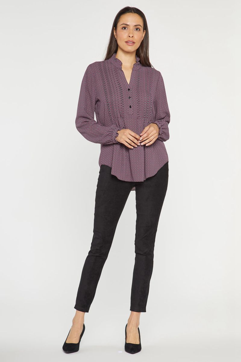 Purple Women's NYDJ Pleated Front Tunic Tops | NZ 608ANOXZI