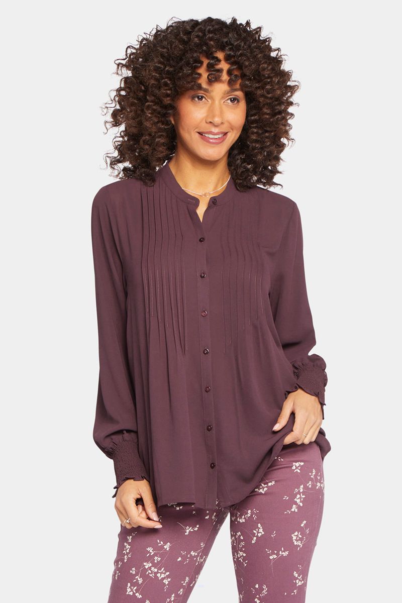 Purple Women\'s NYDJ Pleated Peasant Blouse | NZ 821QCUWHS