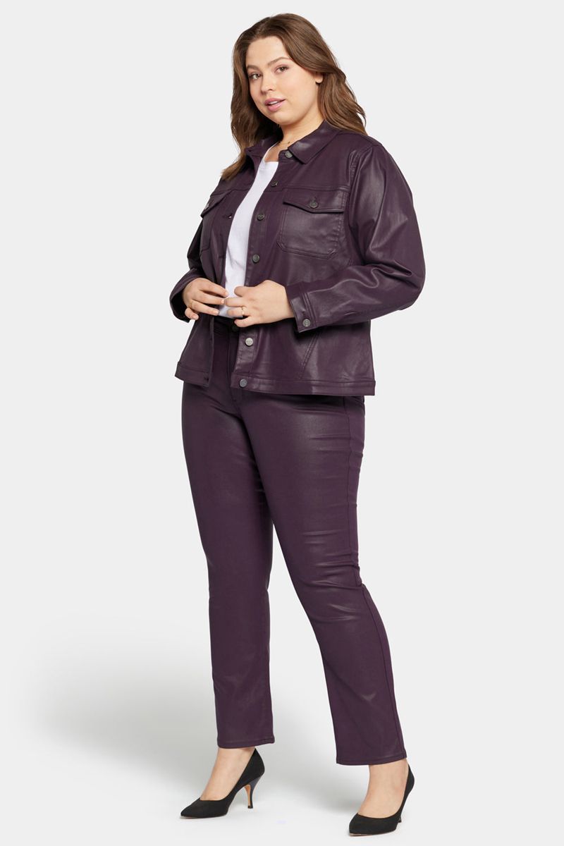 Purple Women's NYDJ Plus Coated Denim Jackets | NZ 540JONPIC